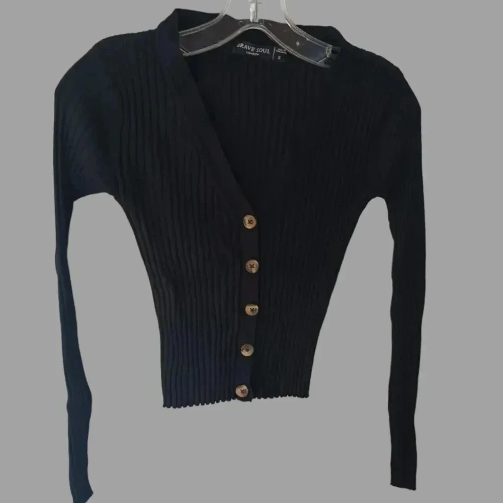 Brave soul front button ribbed top size small